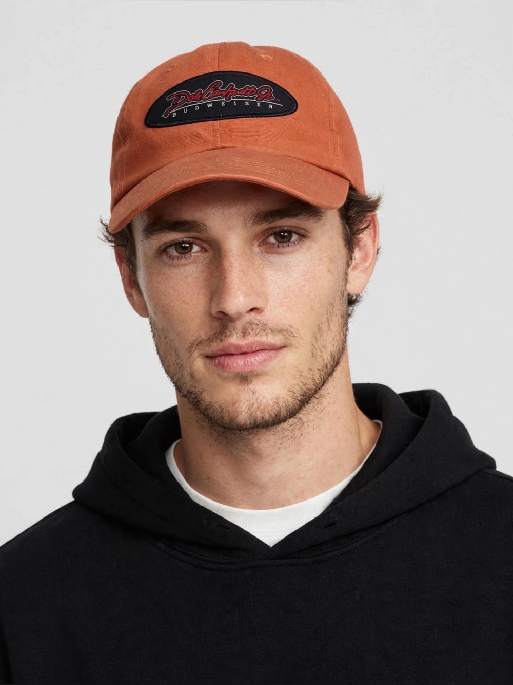 Vintage Dale Earnhardt Jr. Budweiser Orange Dad Hat with Black Logo Patch UNWORN